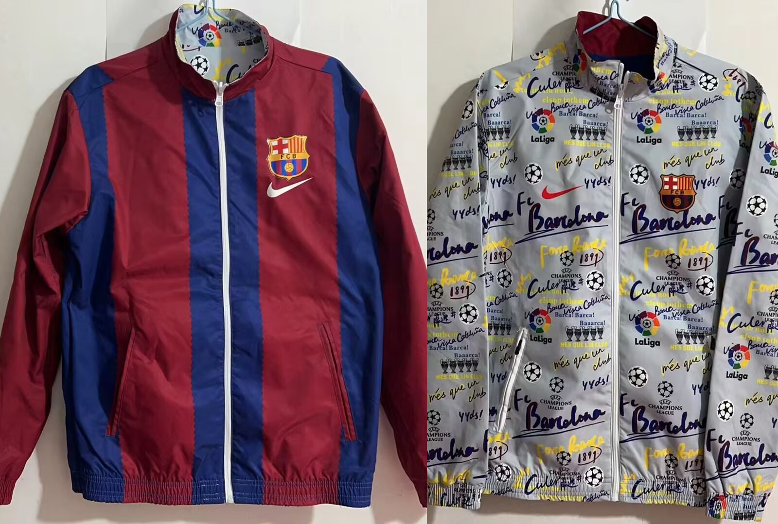 AAA Quality Barcelona 23/24 Reversible Wind Coat - Blue/Red/Grey